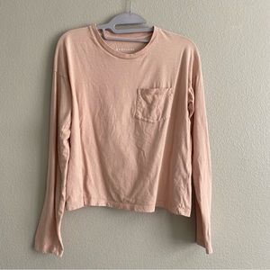 Everlane The Long Sleeve Box Cut Pocket Tee in Rose